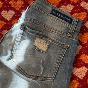 Rock & Republic Denim Jean Shorts with Star Studs